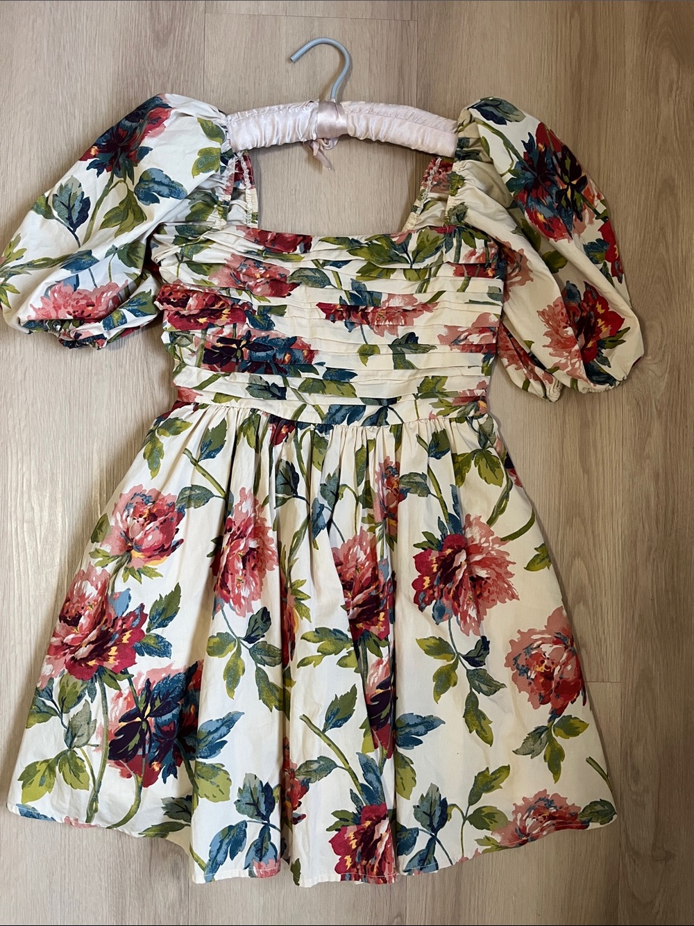 Abercrombie & Fitch Emerson Waisted Poplin Mini Dress Floral Puff-Sleeve XS
